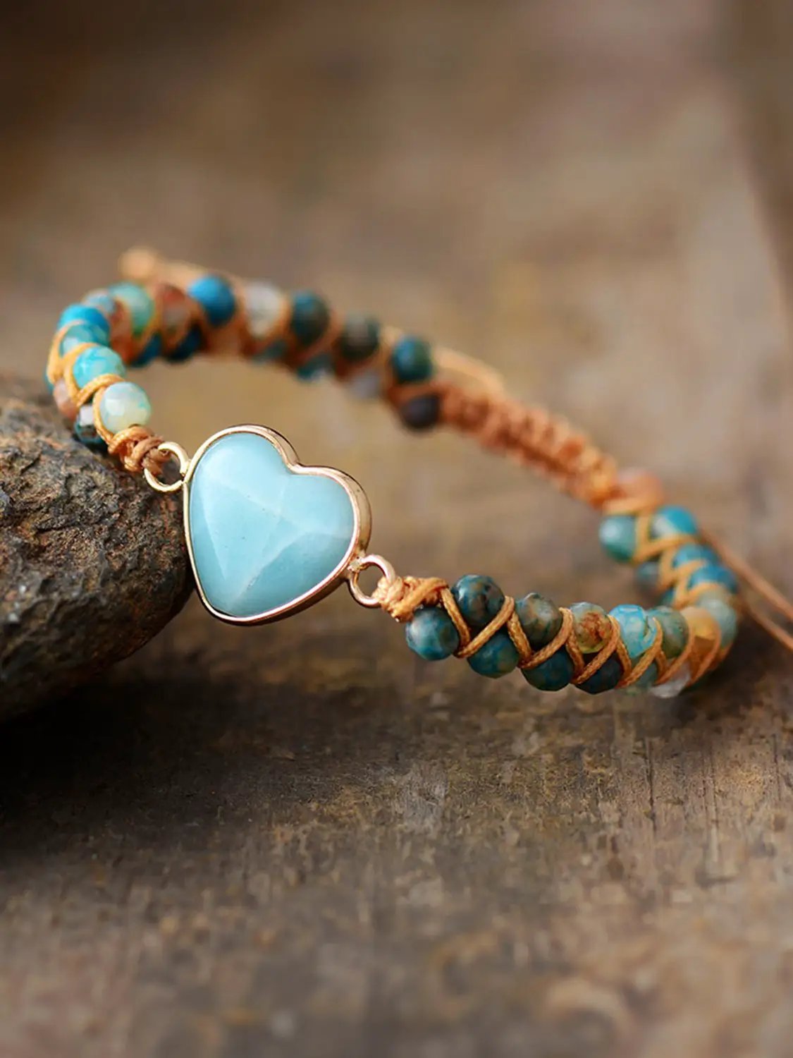 Heart Shape Beaded Bracelet by Trendsi