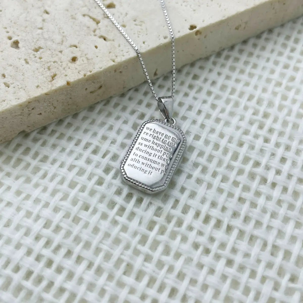 925 Sterling Silver Rectangle Pendant Necklace by Trendsi