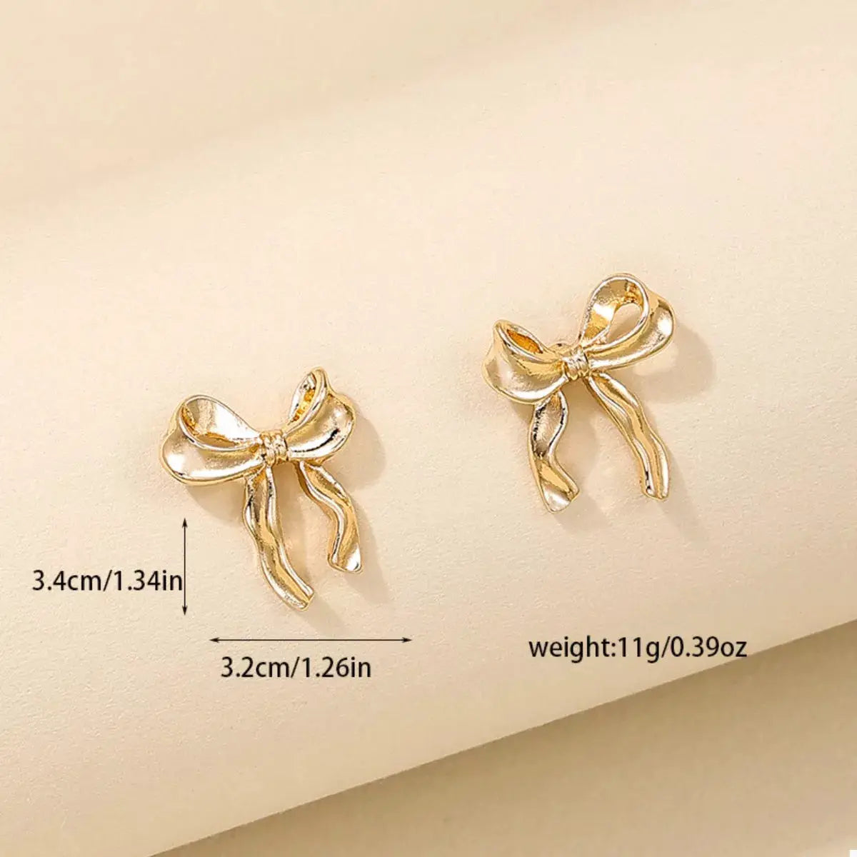 18K Gold-Plated Alloy Bow Stud Earrings by Trendsi