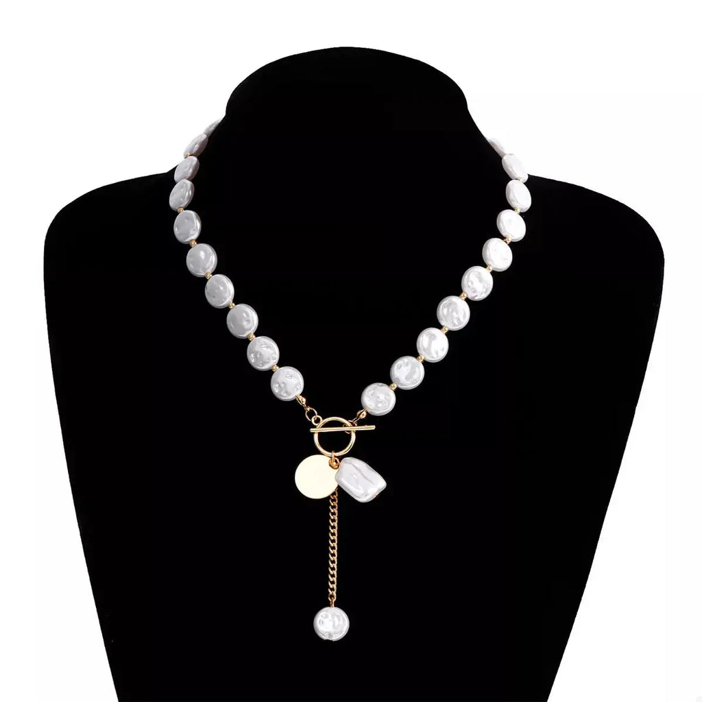 18K Gold-Plated Pearl Drop Necklace by Trendsi