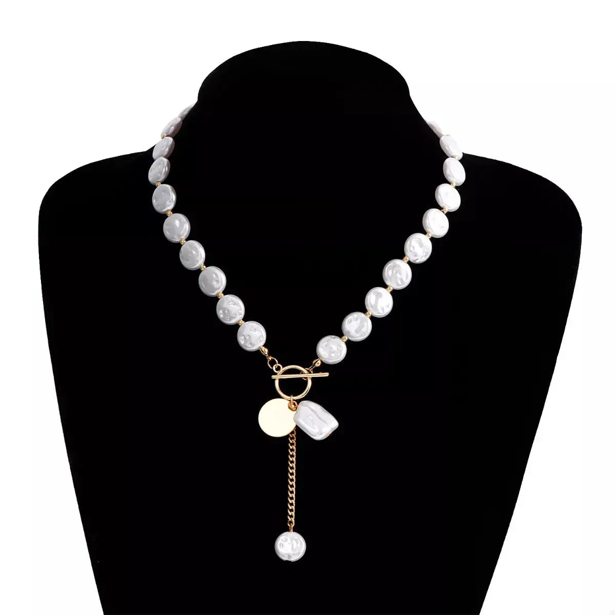 18K Gold-Plated Pearl Drop Necklace by Trendsi