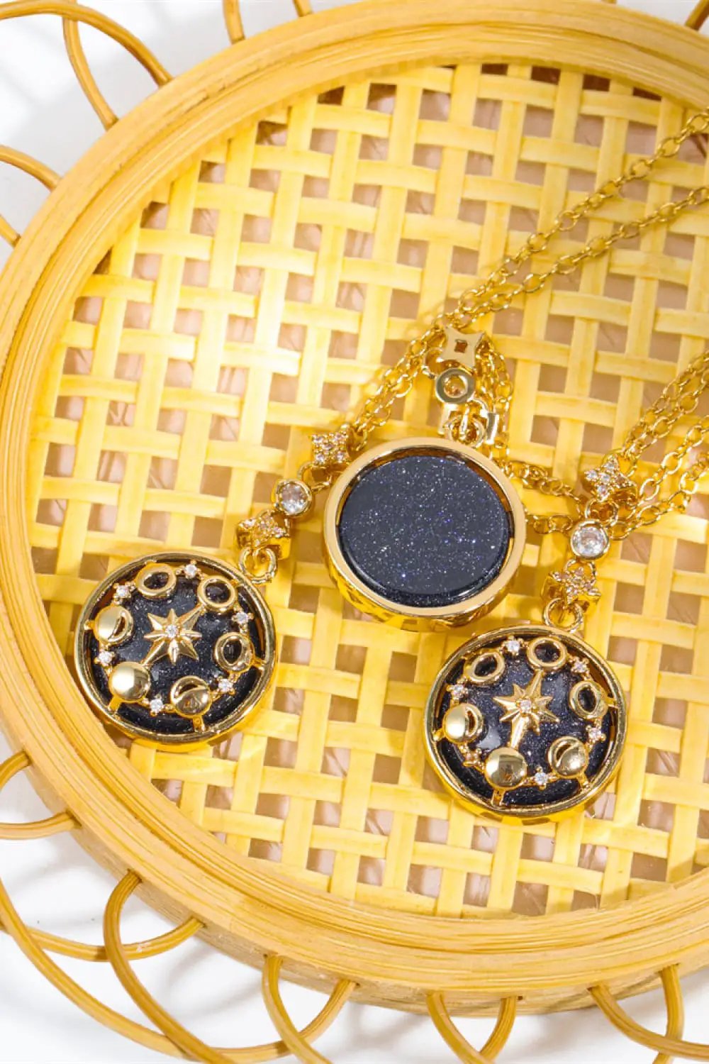 Vintage Blue Sandstone Pendant Copper Necklace by Trendsi