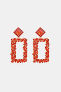 Square Shape Glass Stone Dangle Earrings by Trendsi