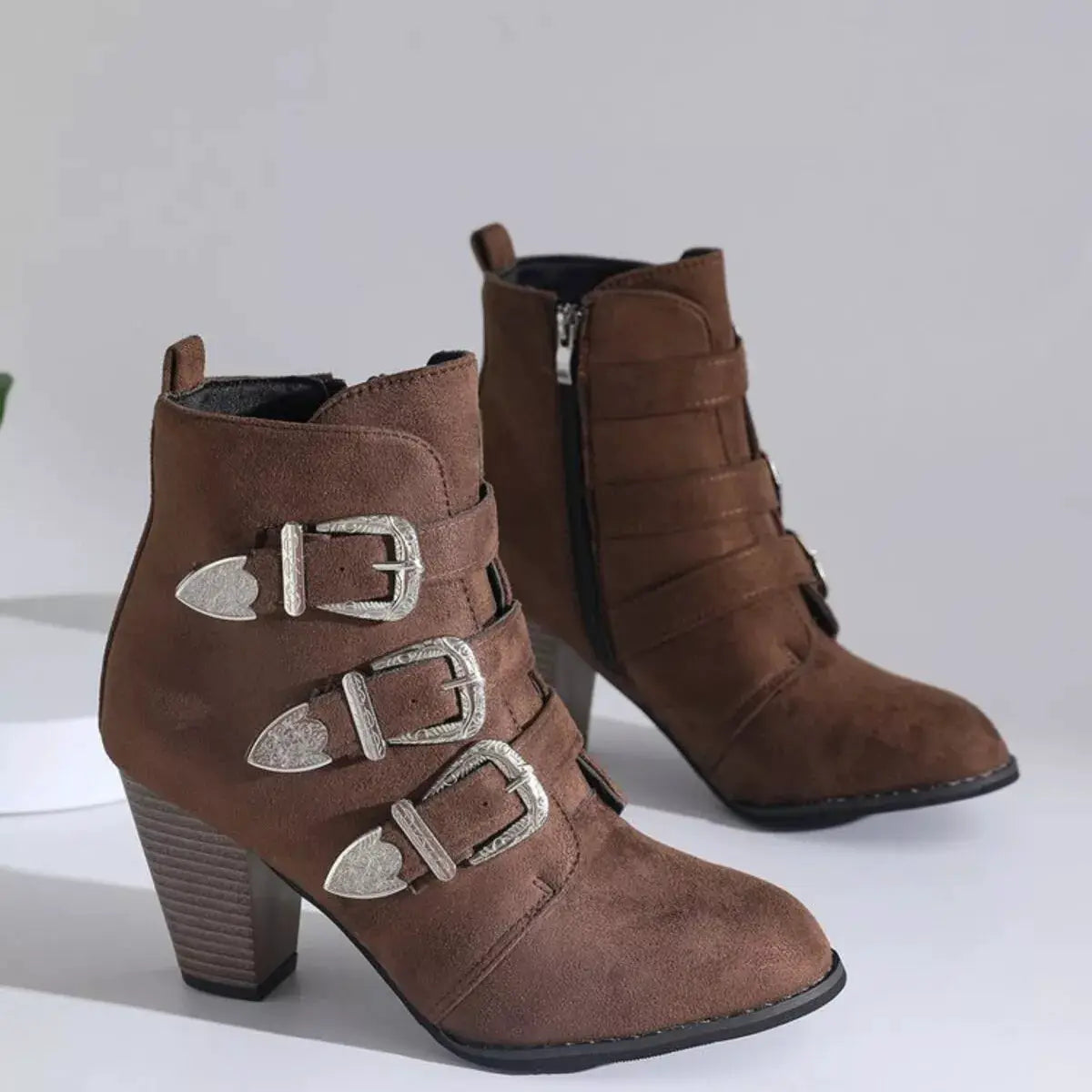 Point Toe Block Heels Boots by Trendsi