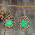 Leopard Hollowed Leather Teardrop Earrings by Trendsi