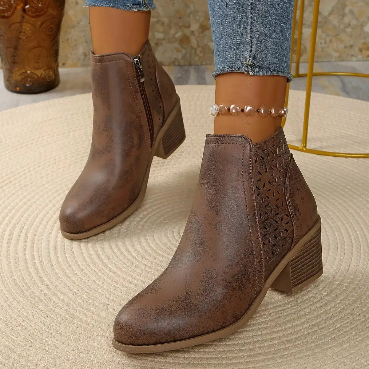 Point Toe Block Heels Boots by Trendsi