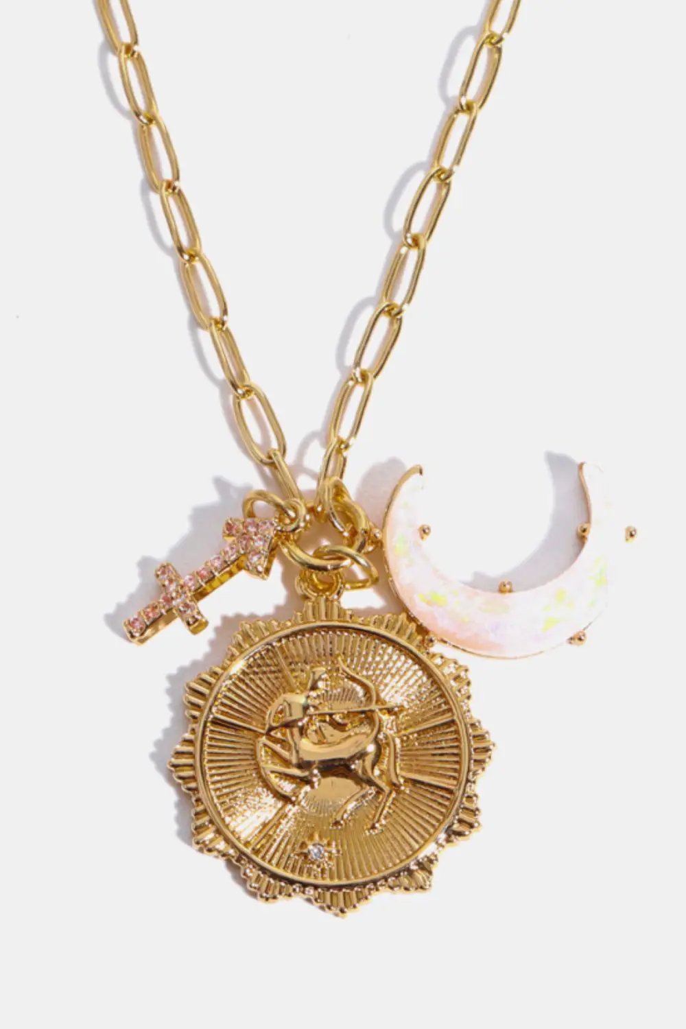 Constellation and Moon Pendant Copper Necklace by Trendsi