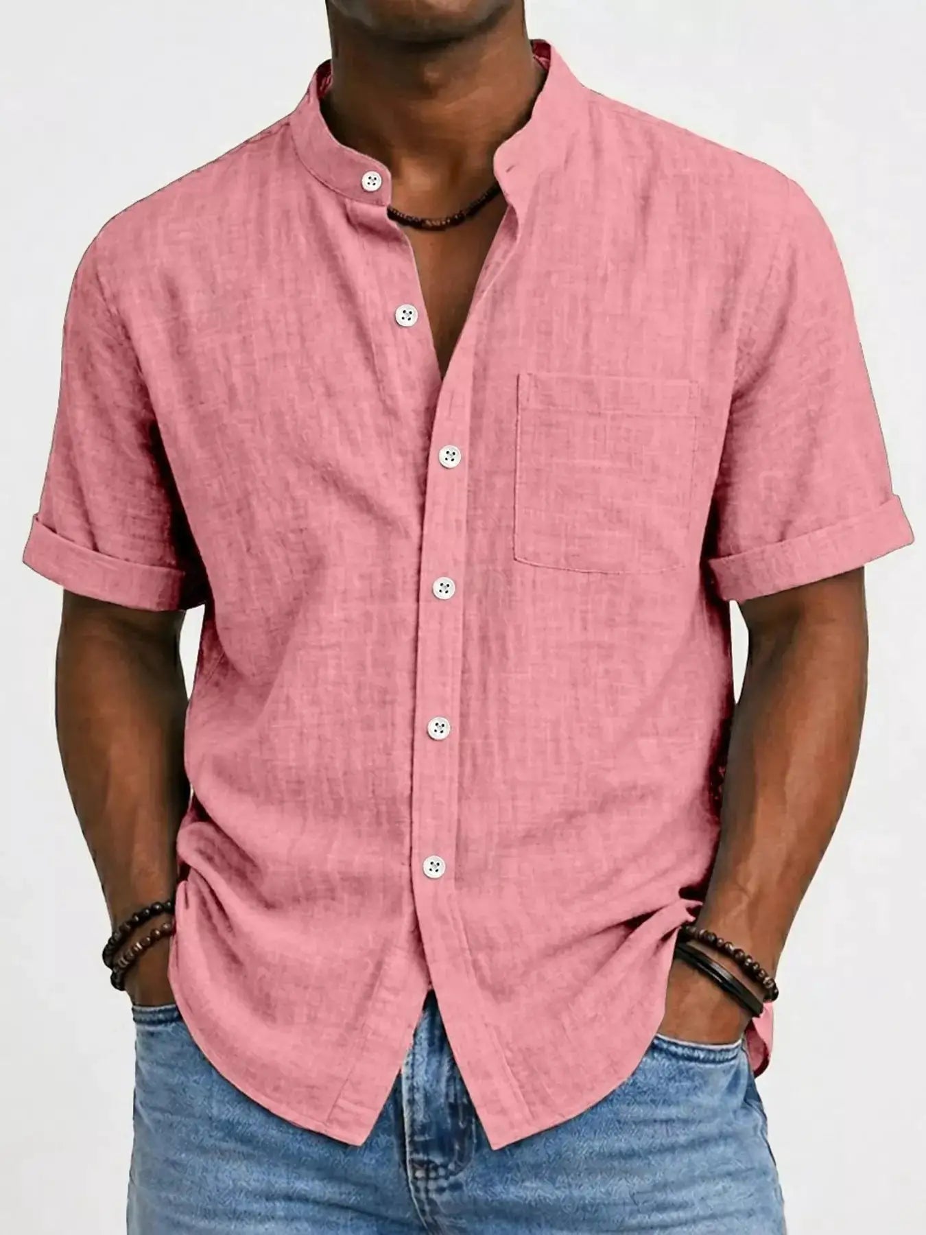 Men's Full Size Button Up Short Sleeve Shirt Plus Size by Trendsi