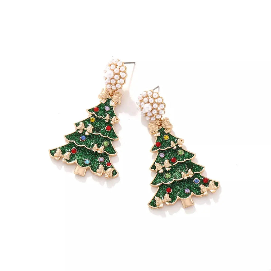 Christmas Tree Bow Earrings by Trendsi