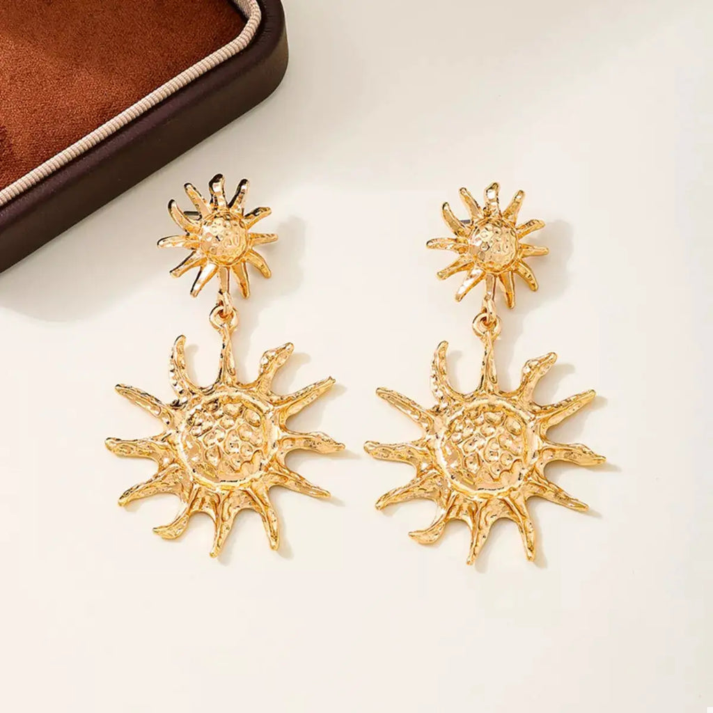 18K Gold-Plated Sun Burst Drop Earrings by Trendsi