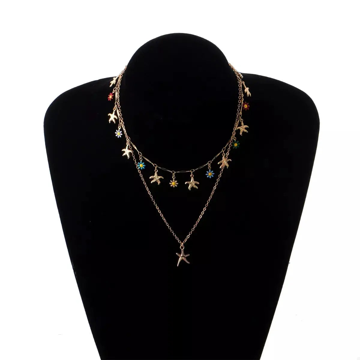 Starfish Charm Double Layered Necklace by Trendsi