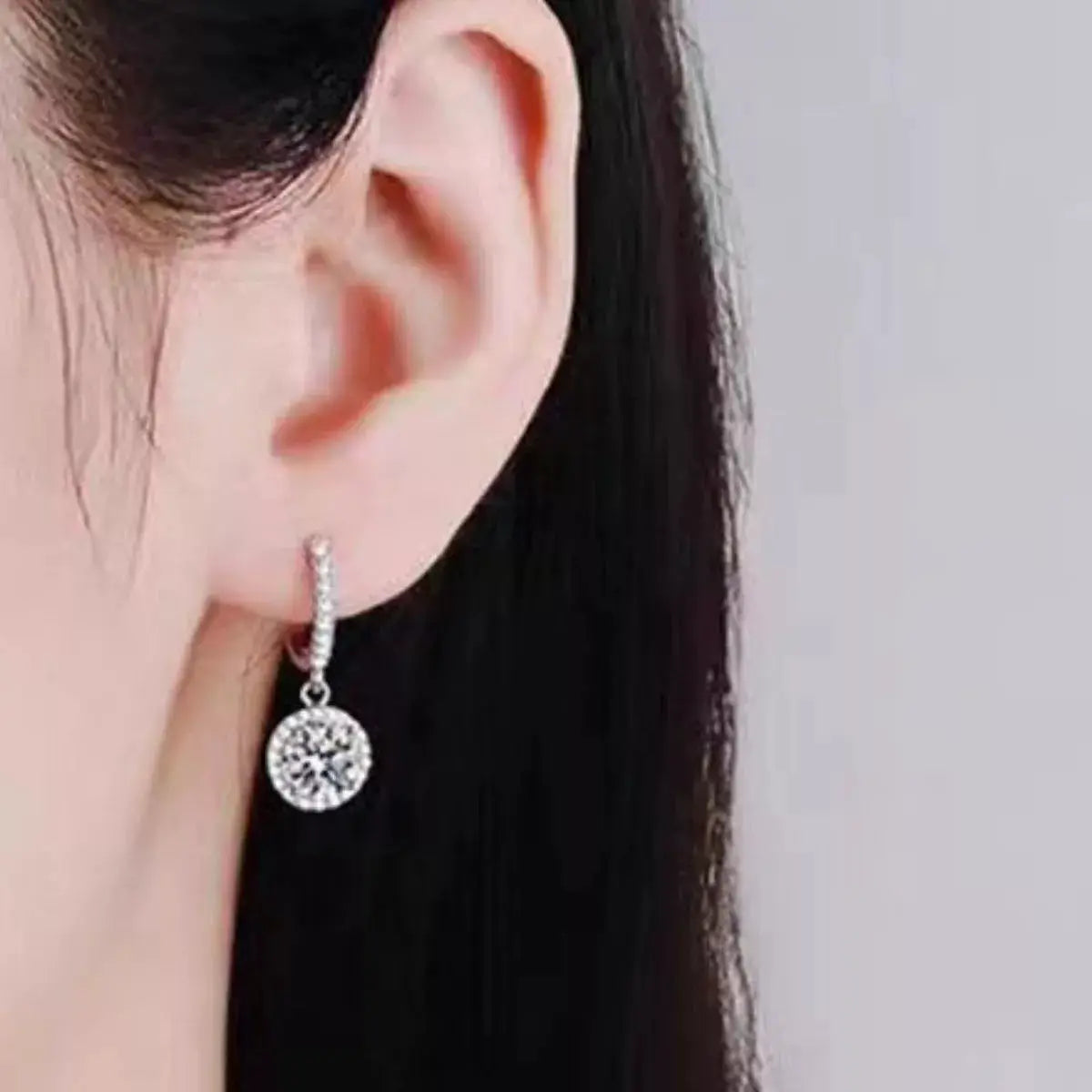 1 Carat 925 Sterling Silver Moissanite Hoop Drop Earrings by Trendsi