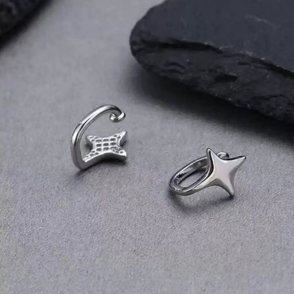 925 Sterling Silver Star Cuff Earrings by Trendsi