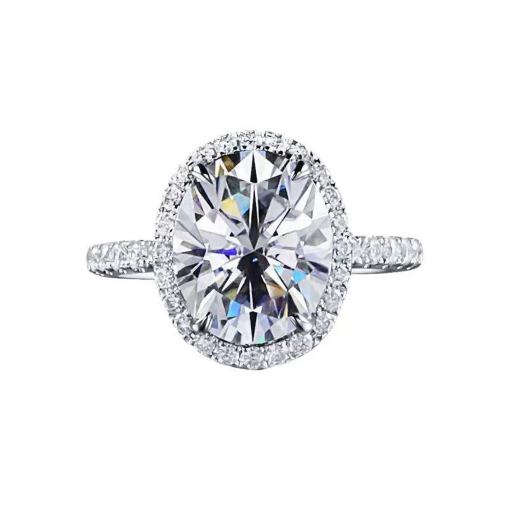 2 Carat Moissanite 925 Sterling Silver Oval Ring by Trendsi