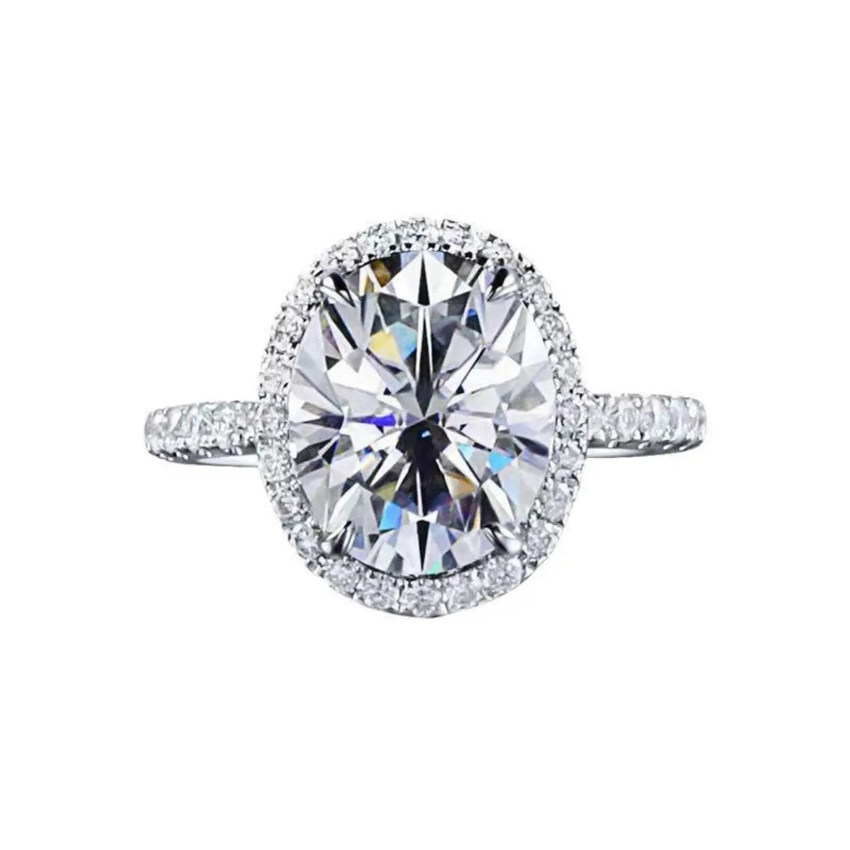 2 Carat Moissanite 925 Sterling Silver Oval Ring by Trendsi