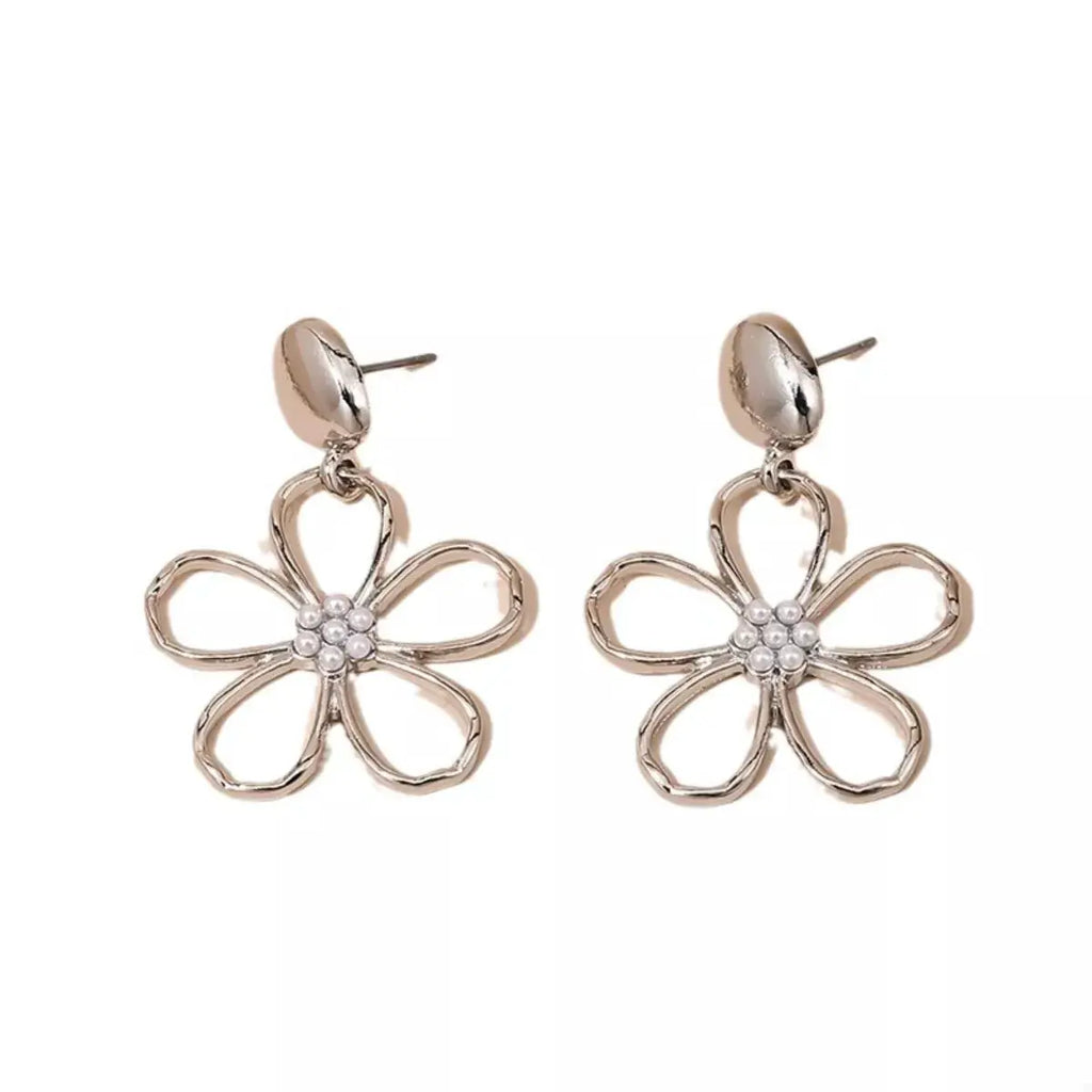 Alloy Flower Drop Earrings by Trendsi