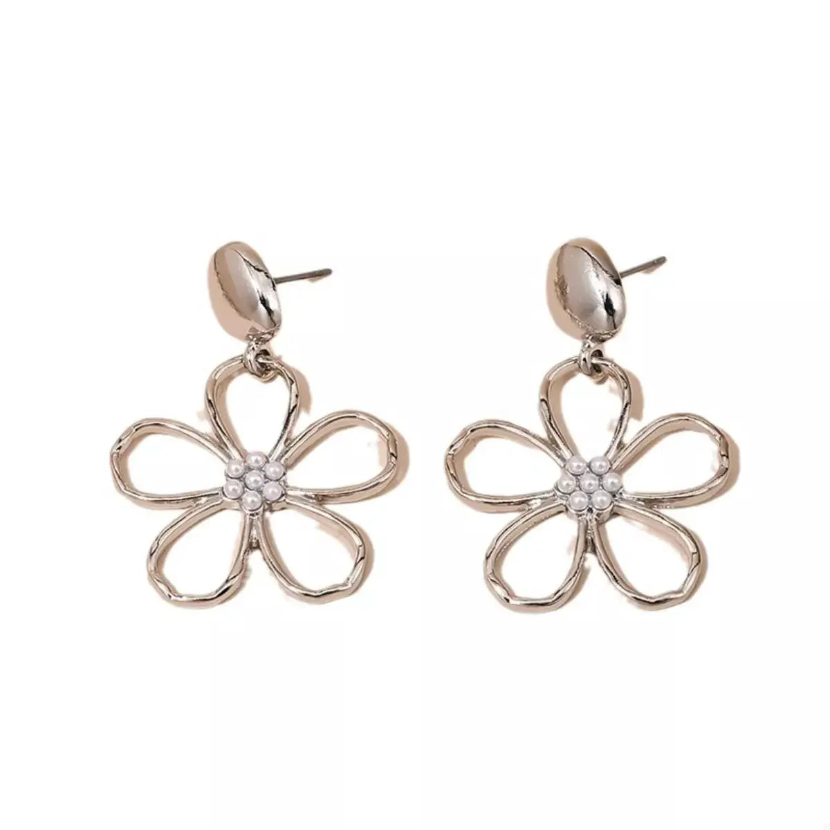 Alloy Flower Drop Earrings by Trendsi