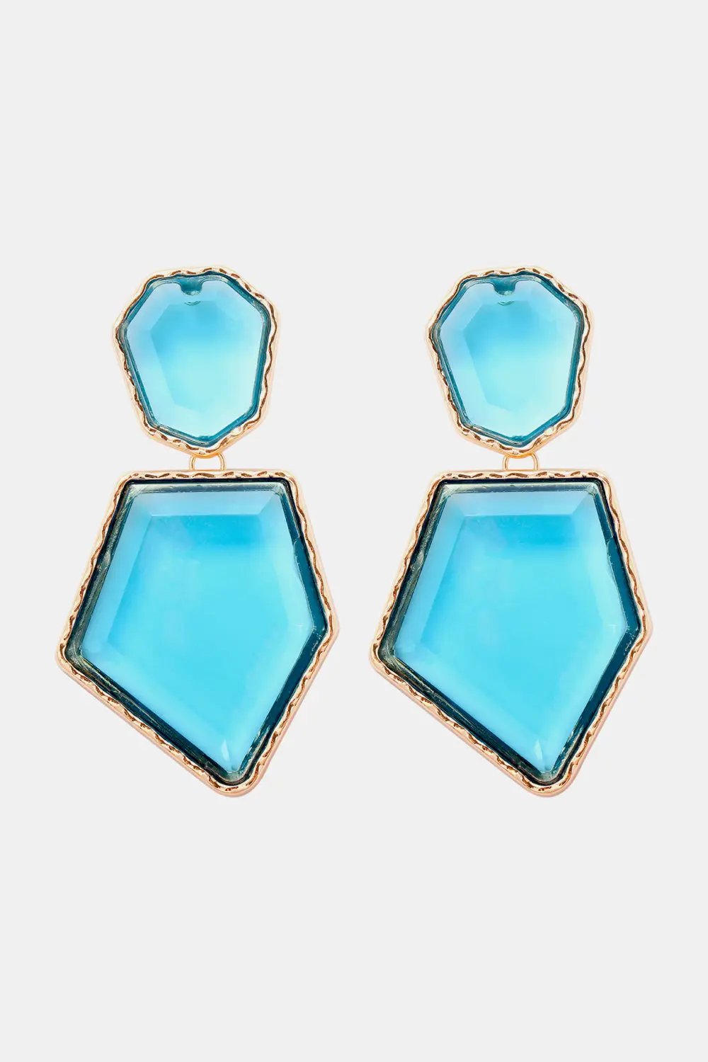 Geometrical Shape Zinc Alloy Frame Resin Dangle Earrings by Trendsi