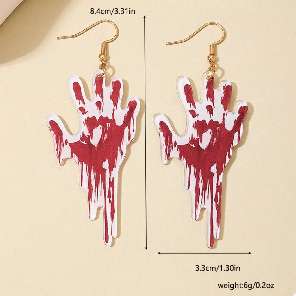 Halloween Bloody Hand Dangle Earrings by Trendsi