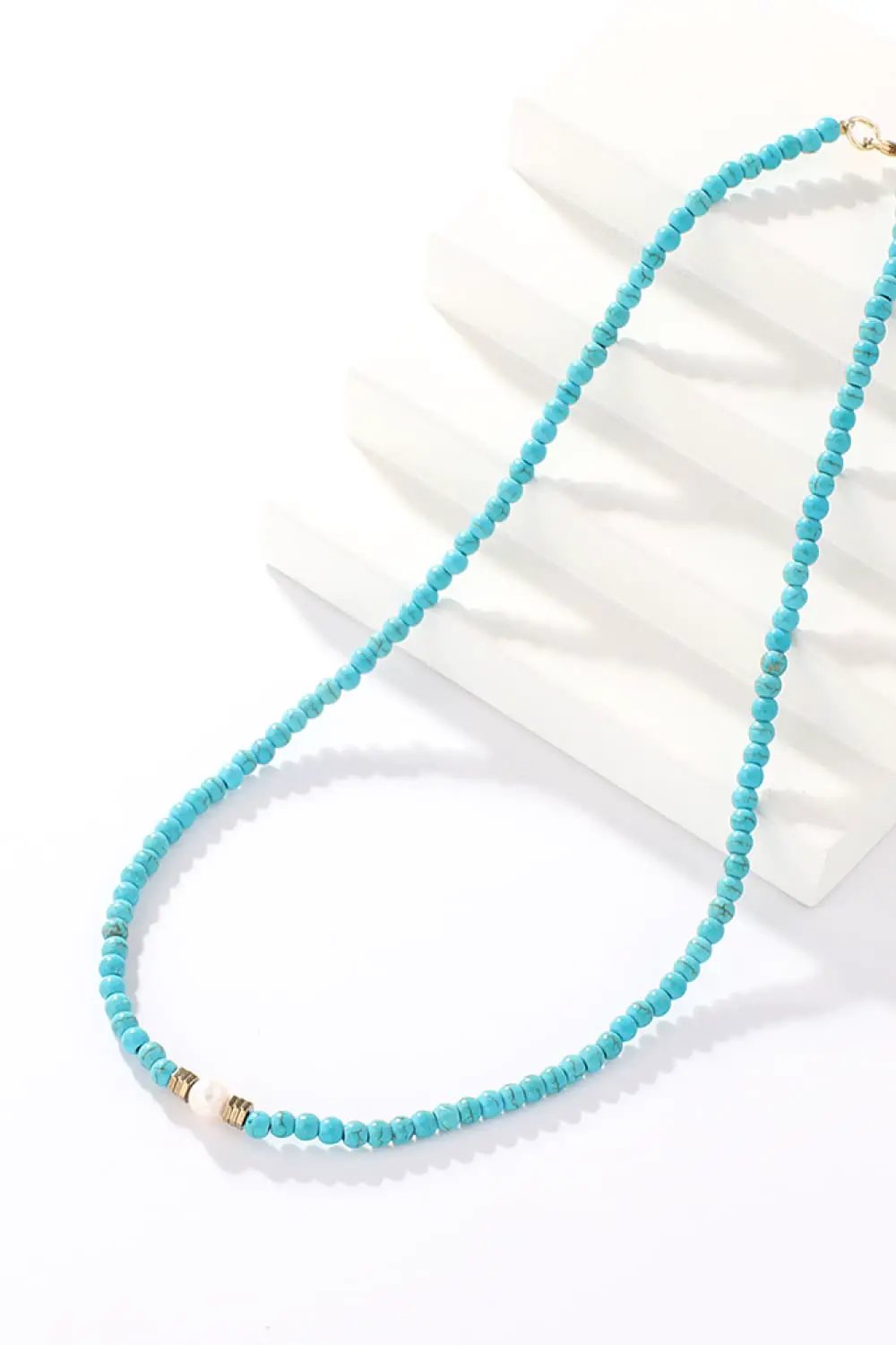 Turquoise & Pearl Necklace by Trendsi