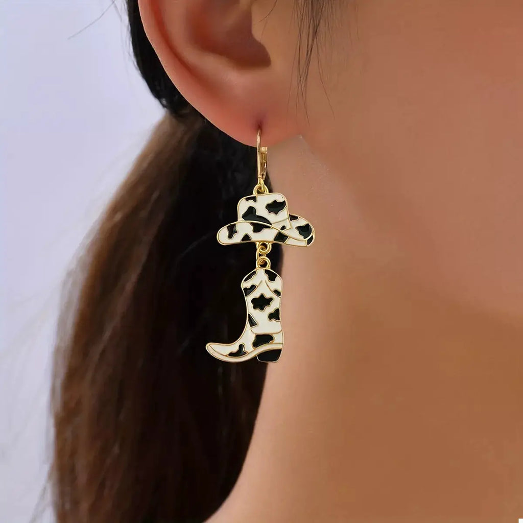 Cowboy Hat and Boot Dangle Earrings by Trendsi