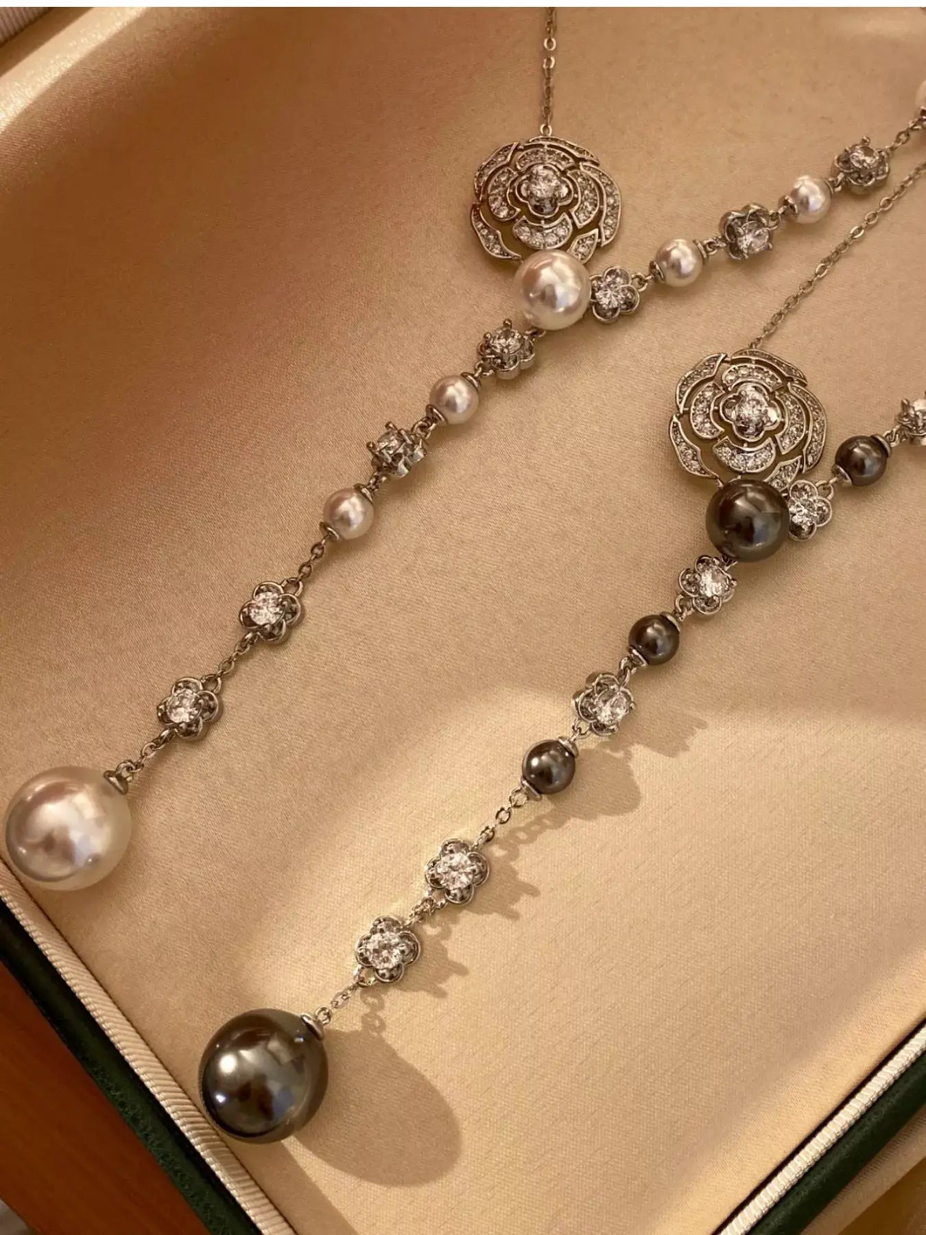 Pearl Flower Y-Necklace by Trendsi