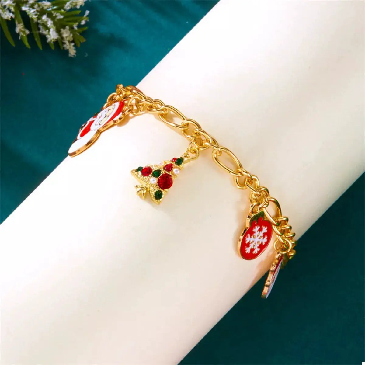 Christmas 18K Gold-Plated Charm Bracelet by Trendsi