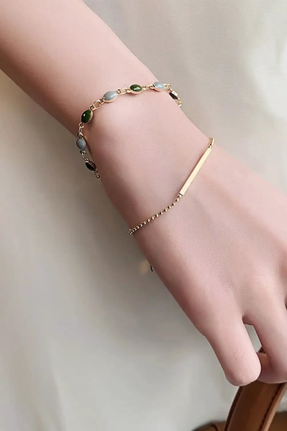 Alloy Double-Layered Bracelet by Trendsi