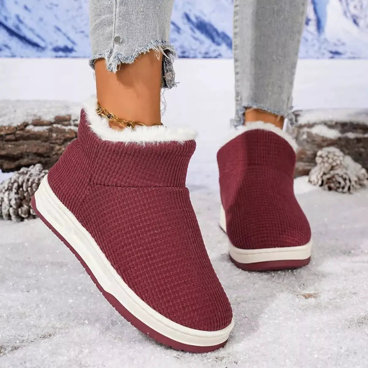 Cozy Knit Ankle Boots with Plush Lining by Trendsi