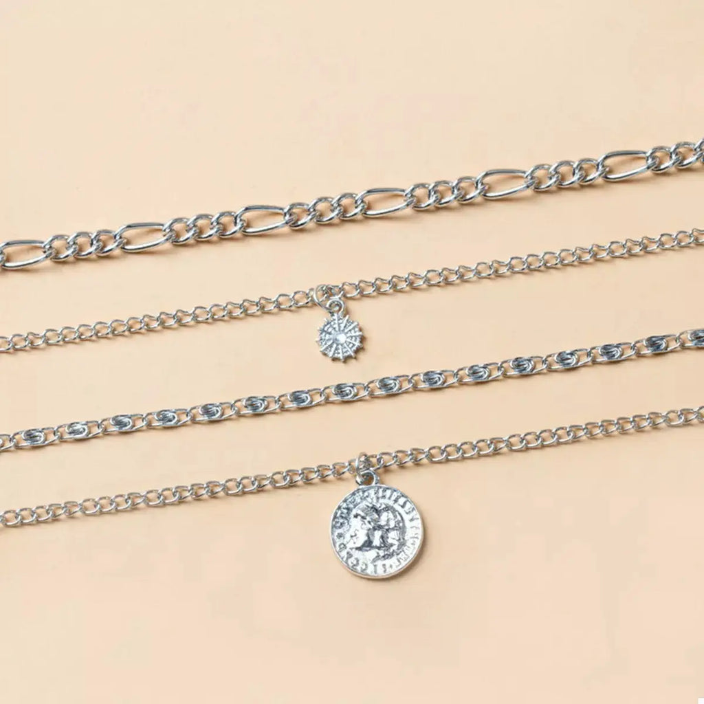 Four Layered Pendant Necklace by Trendsi