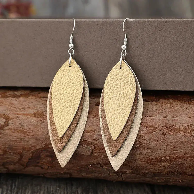 PU Leather Leaf Shape Earrings by Trendsi