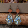 Flower Geometrical Shape Wooden Earrings by Trendsi