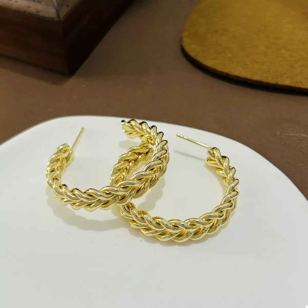 18K Gold-Plated Hoop Earrings by Trendsi