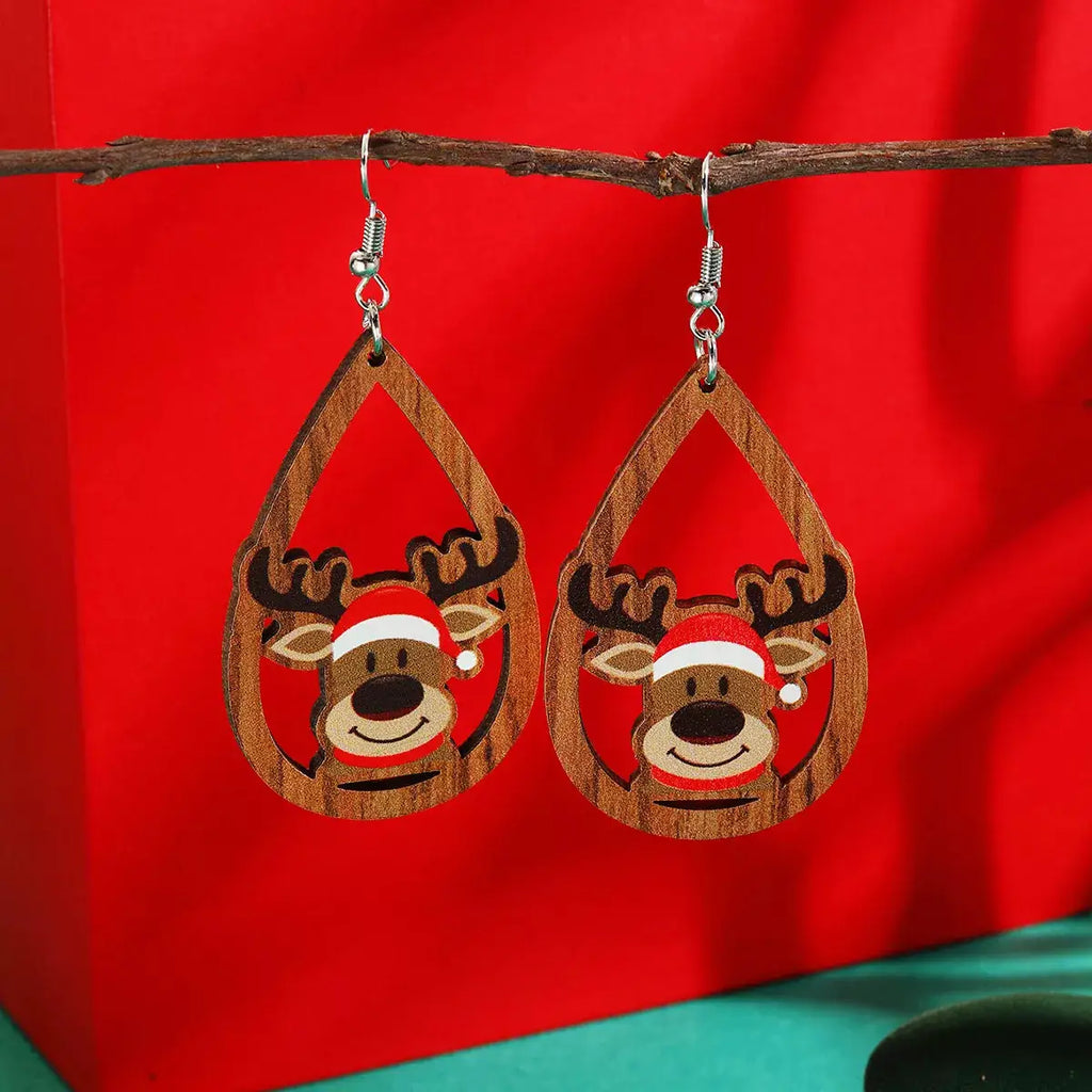 Christmas Reindeer Teardrop Dangle Earrings by Trendsi