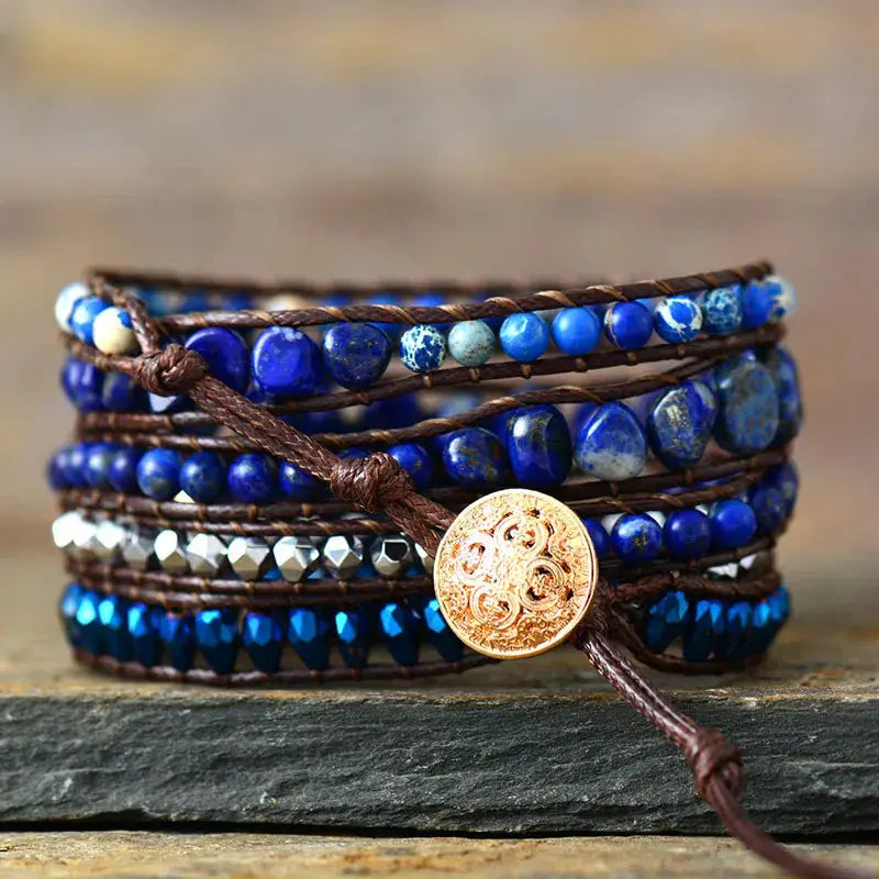 Alloy Bead Braided Bracelet by Trendsi