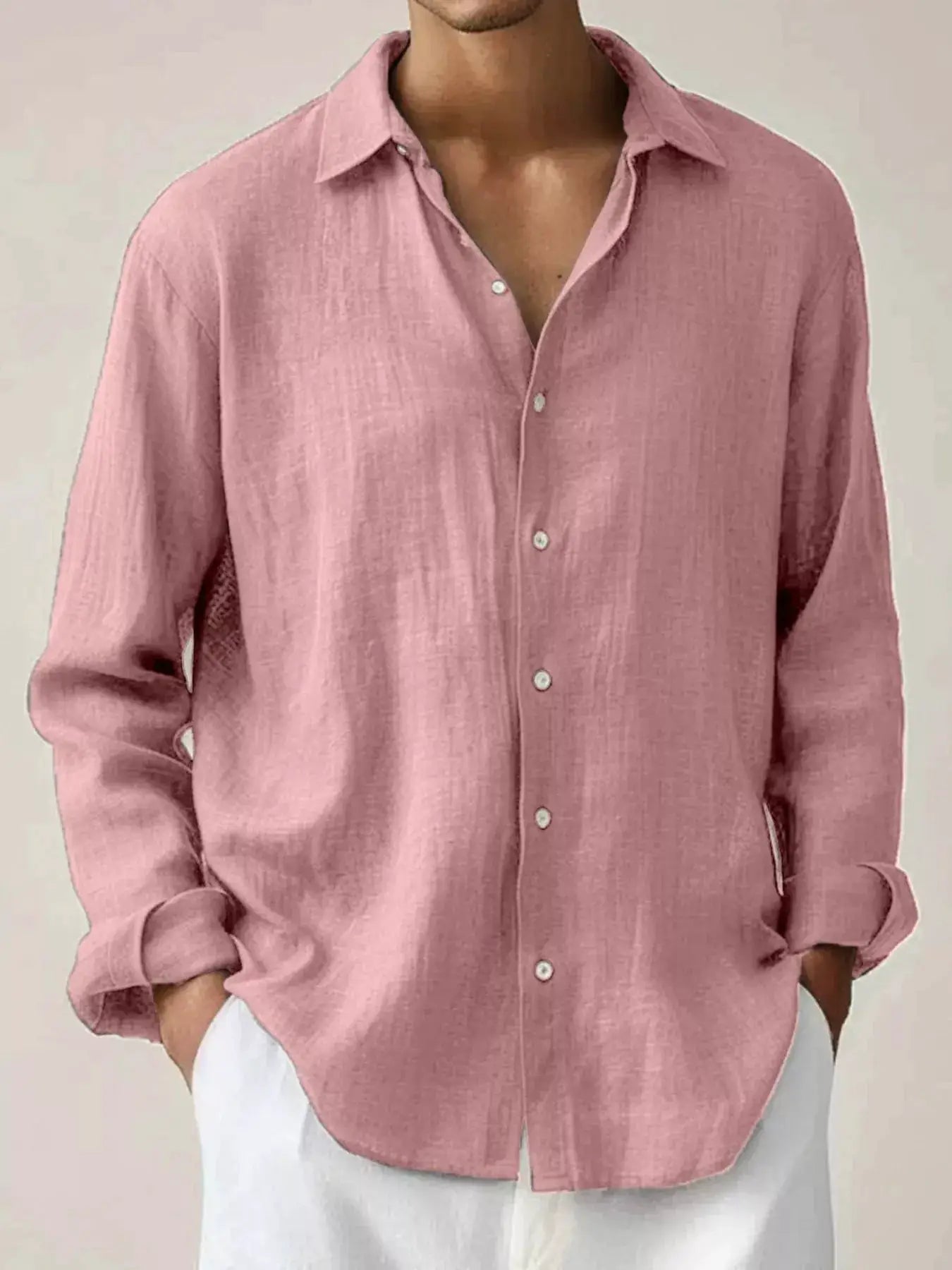 Men's Full Size Button Up Long Sleeve Shirt Plus Size by Trendsi