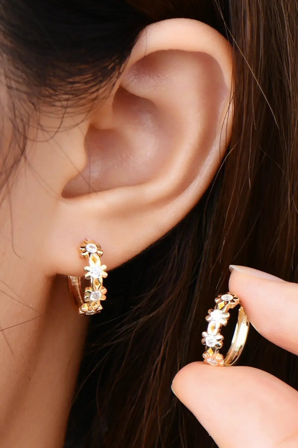 Moissanite 925 Sterling Silver Huggie Earrings by Trendsi