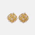 Copper Shell Pearl Stud Earrings by Trendsi
