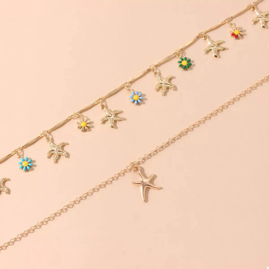 Starfish Charm Double Layered Necklace by Trendsi