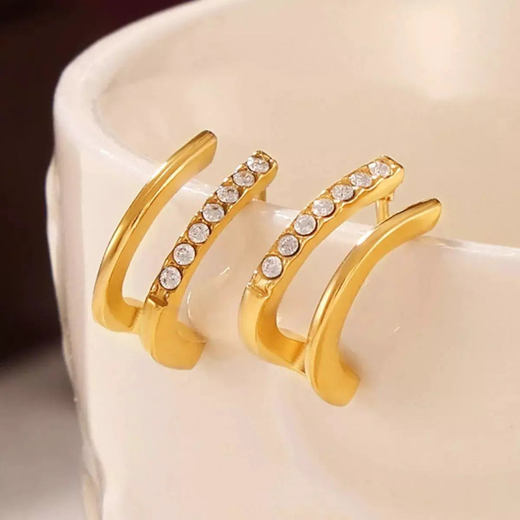 18K Gold-Plated Titanium Steel Rhinestone Earrings by Trendsi
