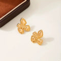 18K Gold-Plated Alloy Flower Stud Earrings by Trendsi