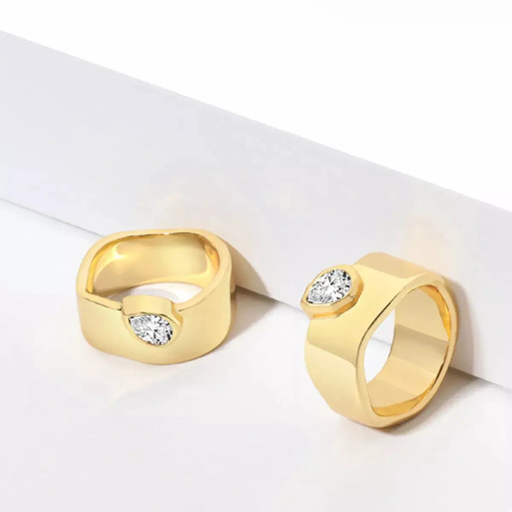 18K Gold-Plated Minimalist Design Ring by Trendsi