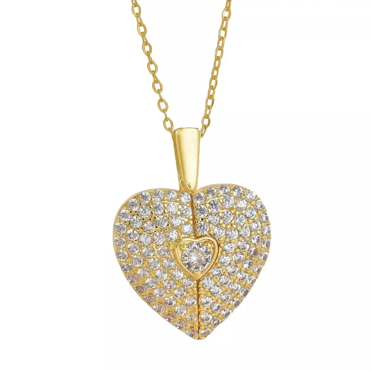 18K Gold-Plated Heart Locket Necklace by Trendsi