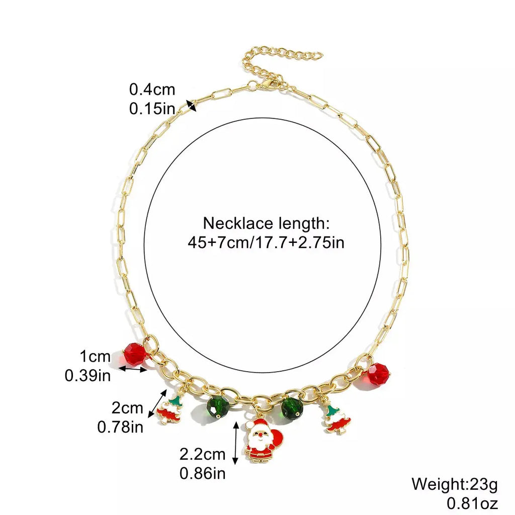 18K Gold-Plated Alloy Christmas Necklace by Trendsi