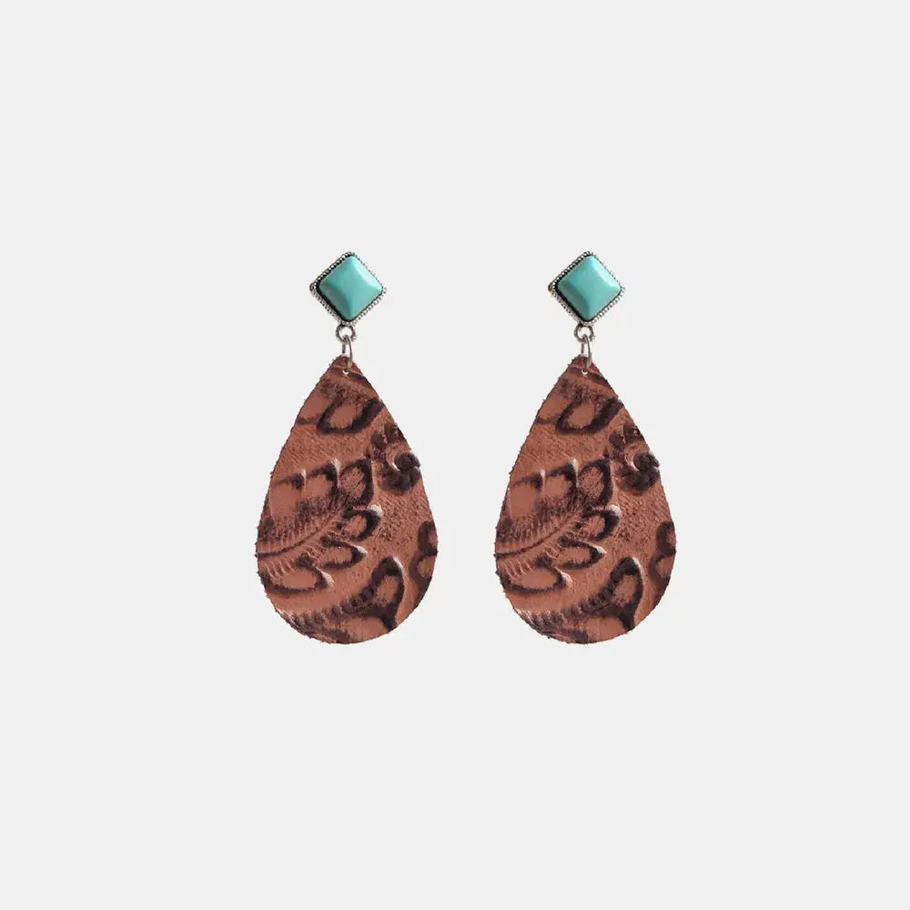 Artificial Turquoise Teardrop Earrings by Trendsi