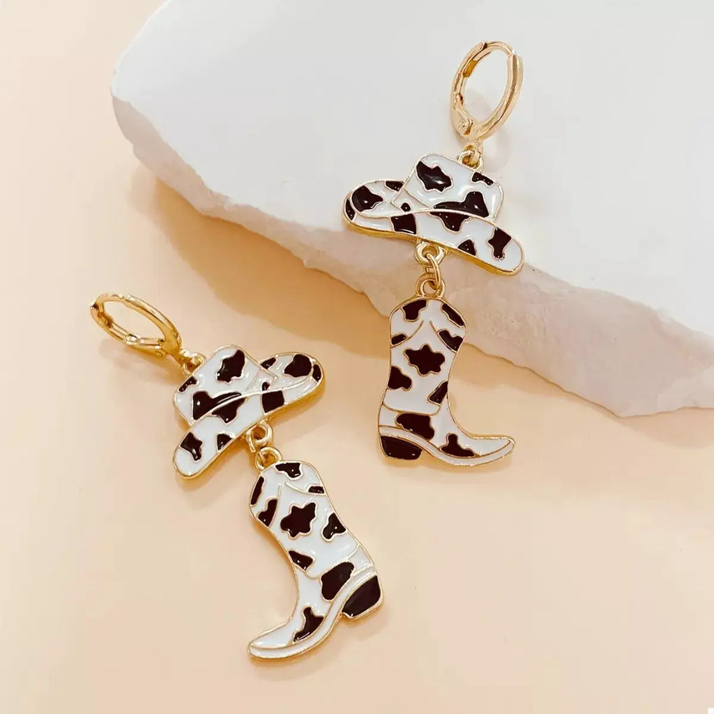 Cowboy Hat and Boot Dangle Earrings by Trendsi