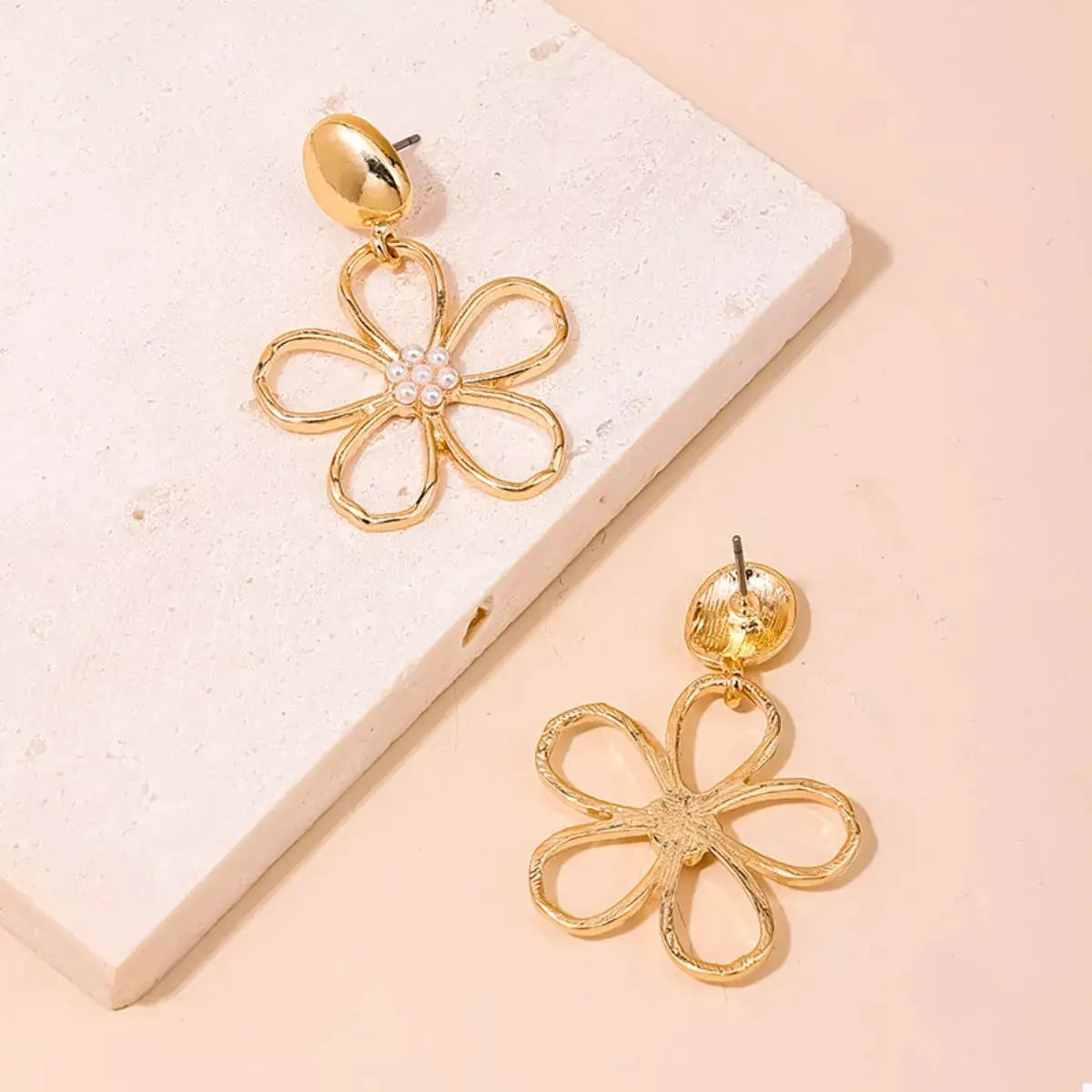 Alloy Flower Drop Earrings by Trendsi