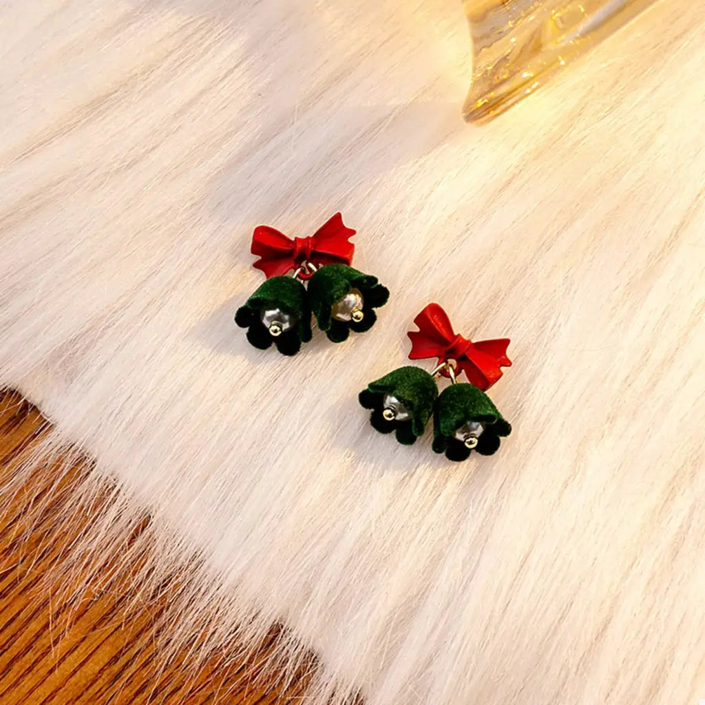 Velvet Bell Earrings with Bow by Trendsi