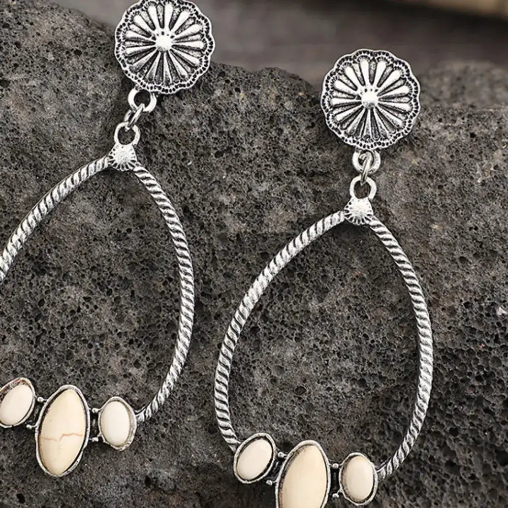 Artificial Turquoise Teardrop Earrings by Trendsi