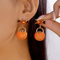 Halloween Rhinestone Pumpkin Dangle Earrings by Trendsi